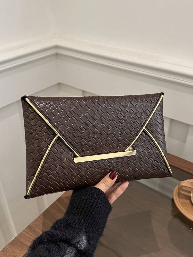Crocodile Print, Snake Print, Solid Color, Minimalist, Fashionable, Casual PU Clutch, Envelope Bag, Fashionable Clutch Bags For Woman