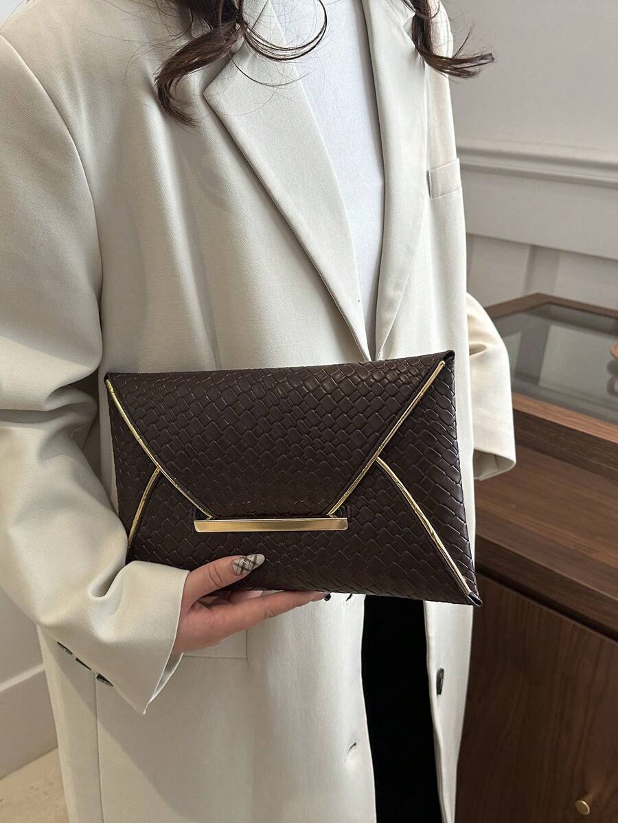 Crocodile Print, Snake Print, Solid Color, Minimalist, Fashionable, Casual PU Clutch, Envelope Bag, Fashionable Clutch Bags For Woman