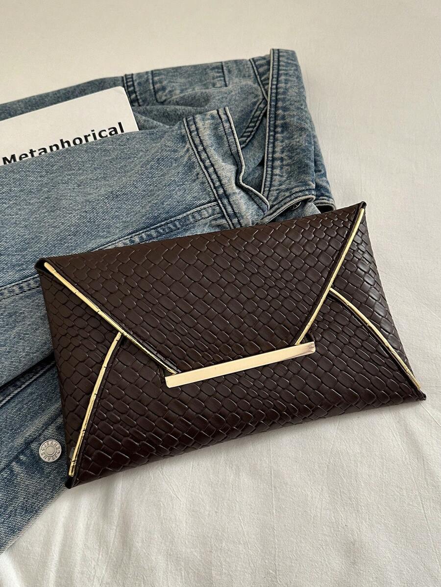 Crocodile Print, Snake Print, Solid Color, Minimalist, Fashionable, Casual PU Clutch, Envelope Bag, Fashionable Clutch Bags For Woman