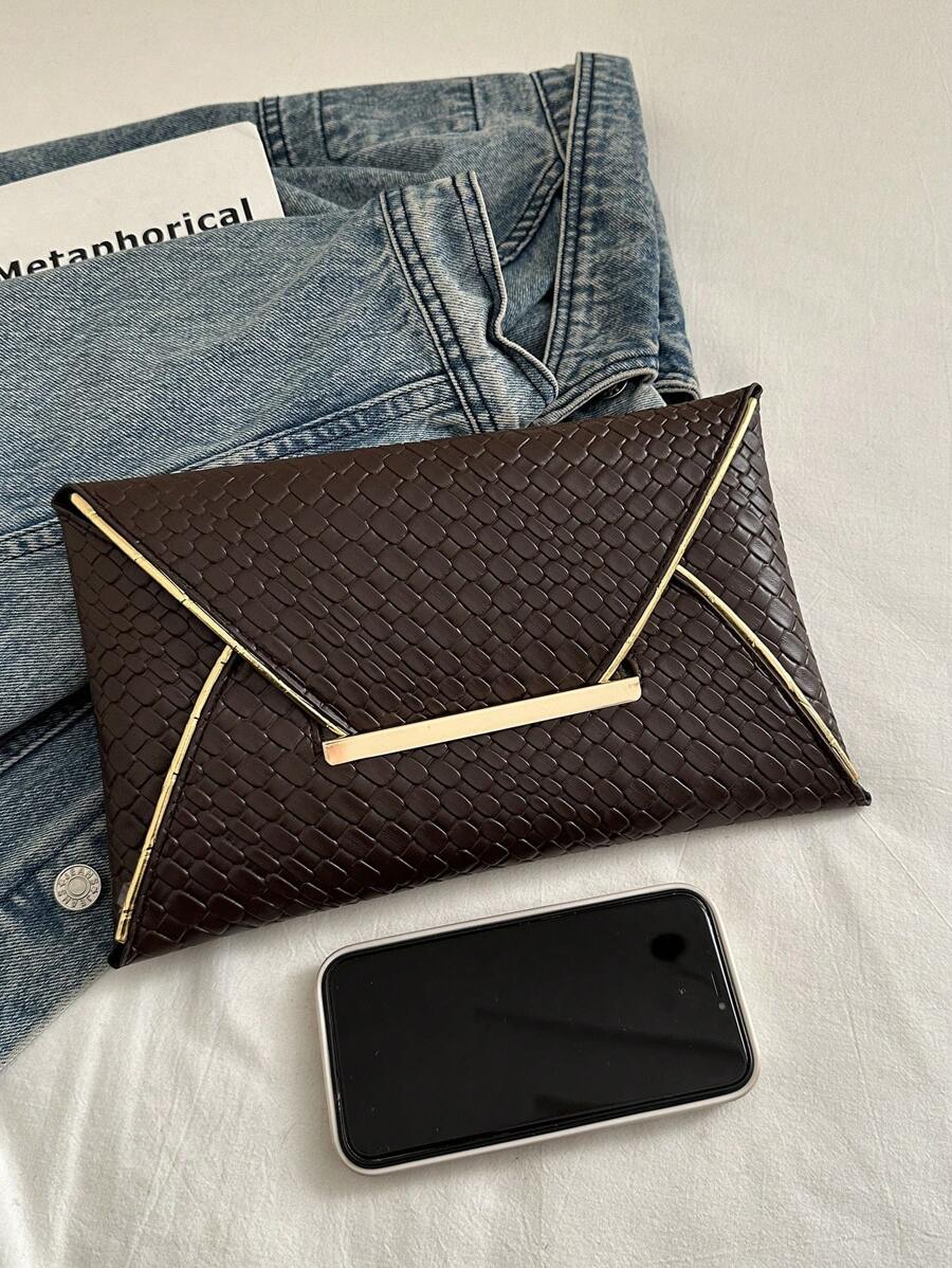 Crocodile Print, Snake Print, Solid Color, Minimalist, Fashionable, Casual PU Clutch, Envelope Bag, Fashionable Clutch Bags For Woman