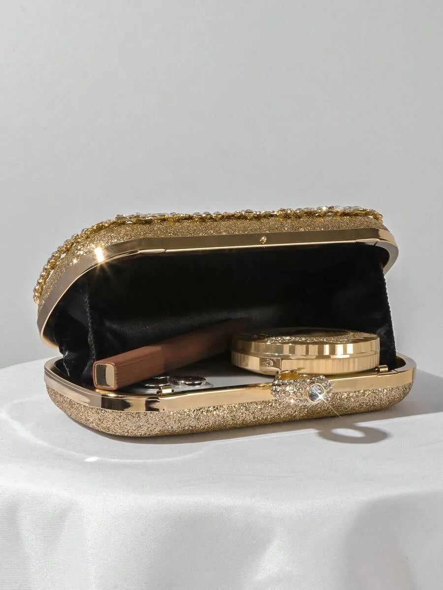 Rhinestone Decor Evening Clutch Bag, Party Handbag For Women, Perfect For Party Wedding Prom Dinner/Banquet, Matching With Holiday Party Dress Evening Dress & Sequin Dress, Perfectly Matching With Prom Accessories