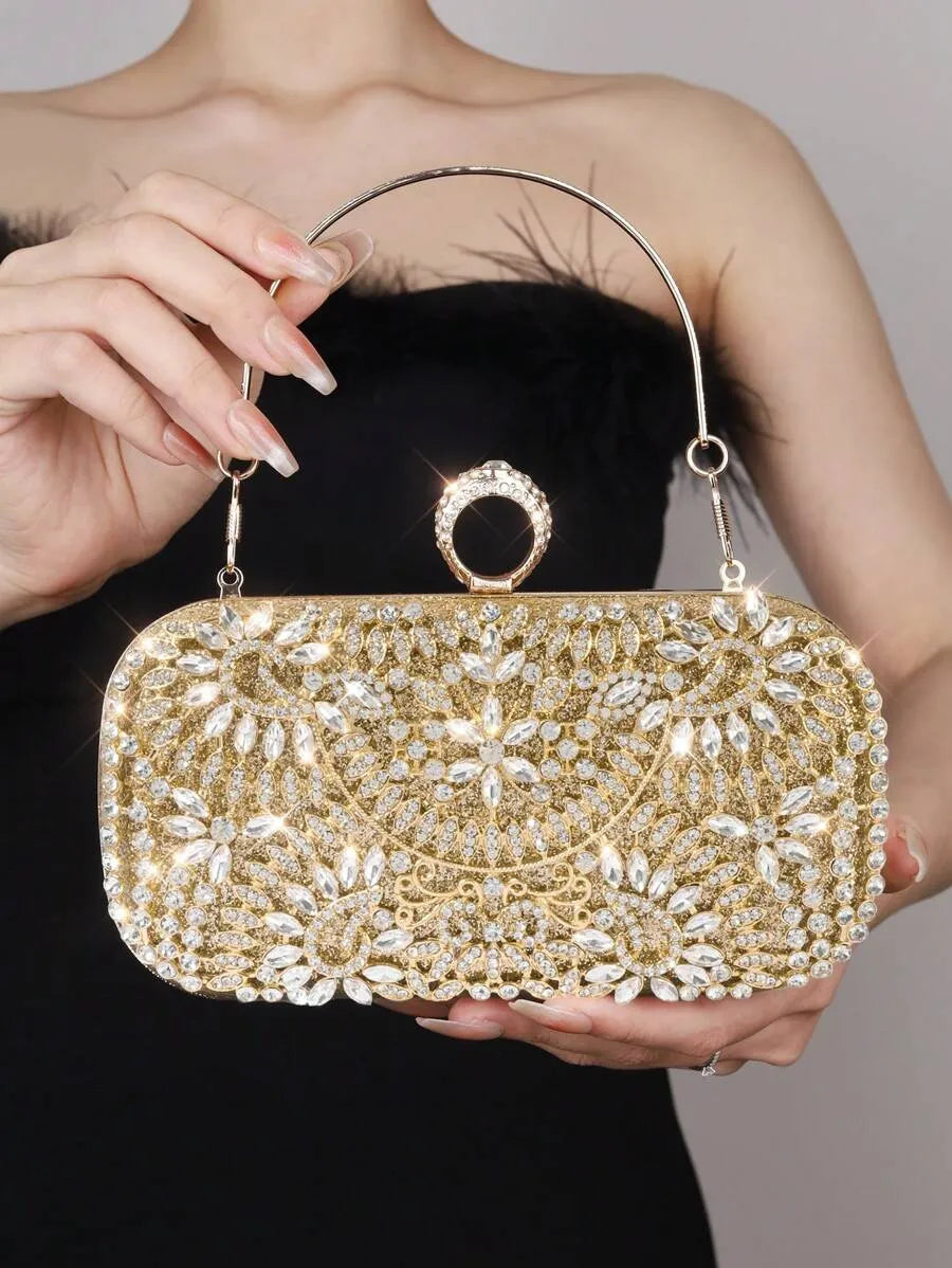 Rhinestone Decor Evening Clutch Bag, Party Handbag For Women, Perfect For Party Wedding Prom Dinner/Banquet, Matching With Holiday Party Dress Evening Dress & Sequin Dress, Perfectly Matching With Prom Accessories
