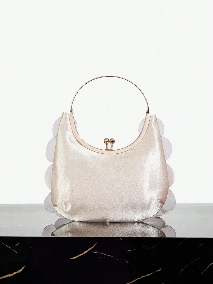 Elegant Top Handle Bag for Women with Shell Accents and Metal Handles, Fashionable and Versatile Summer Handbag, Perfect for Beach, Vacation, Holidays, Stylish and Personalized Purse for Casual or Resort Outfits