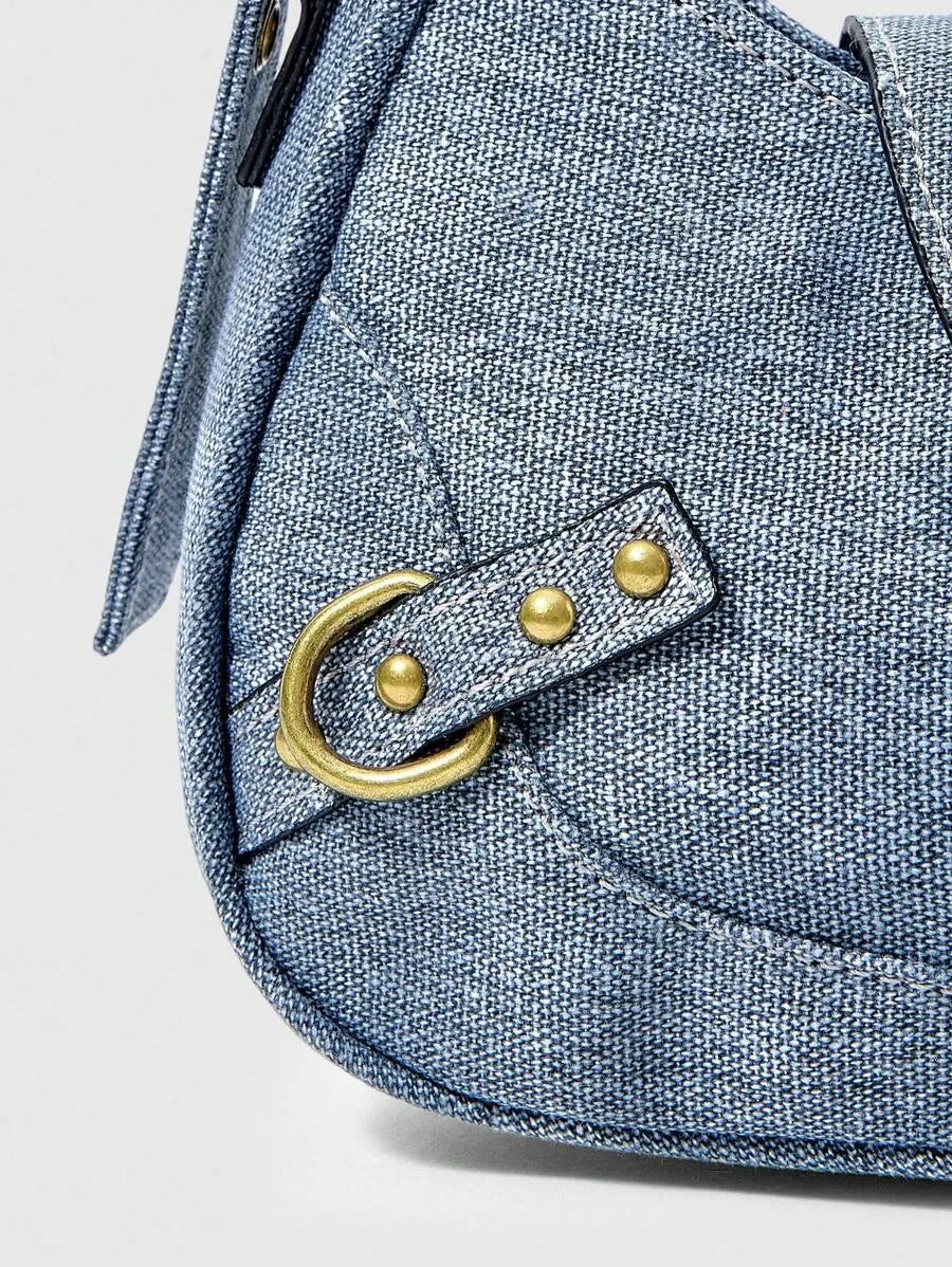 Grunge Punk Retro Solid Color Fashion Handbag for Women, Edgy and Stylish Shoulder Bag, Perfect for Daily Commute, Travel, Streetwear Looks, Versatile and Trendy Purse for Everyday Use and Urban Outfits