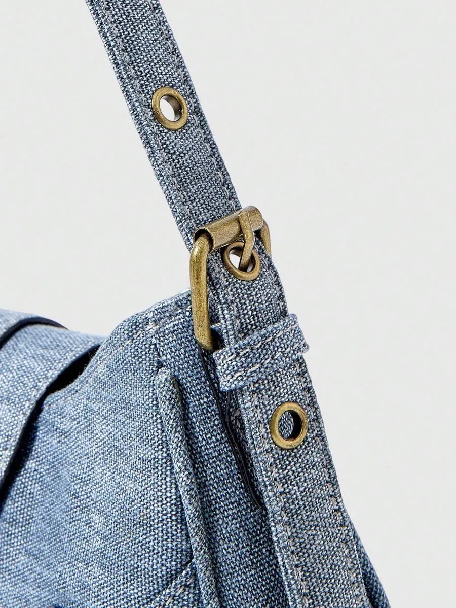 Grunge Punk Retro Solid Color Fashion Handbag for Women, Edgy and Stylish Shoulder Bag, Perfect for Daily Commute, Travel, Streetwear Looks, Versatile and Trendy Purse for Everyday Use and Urban Outfits