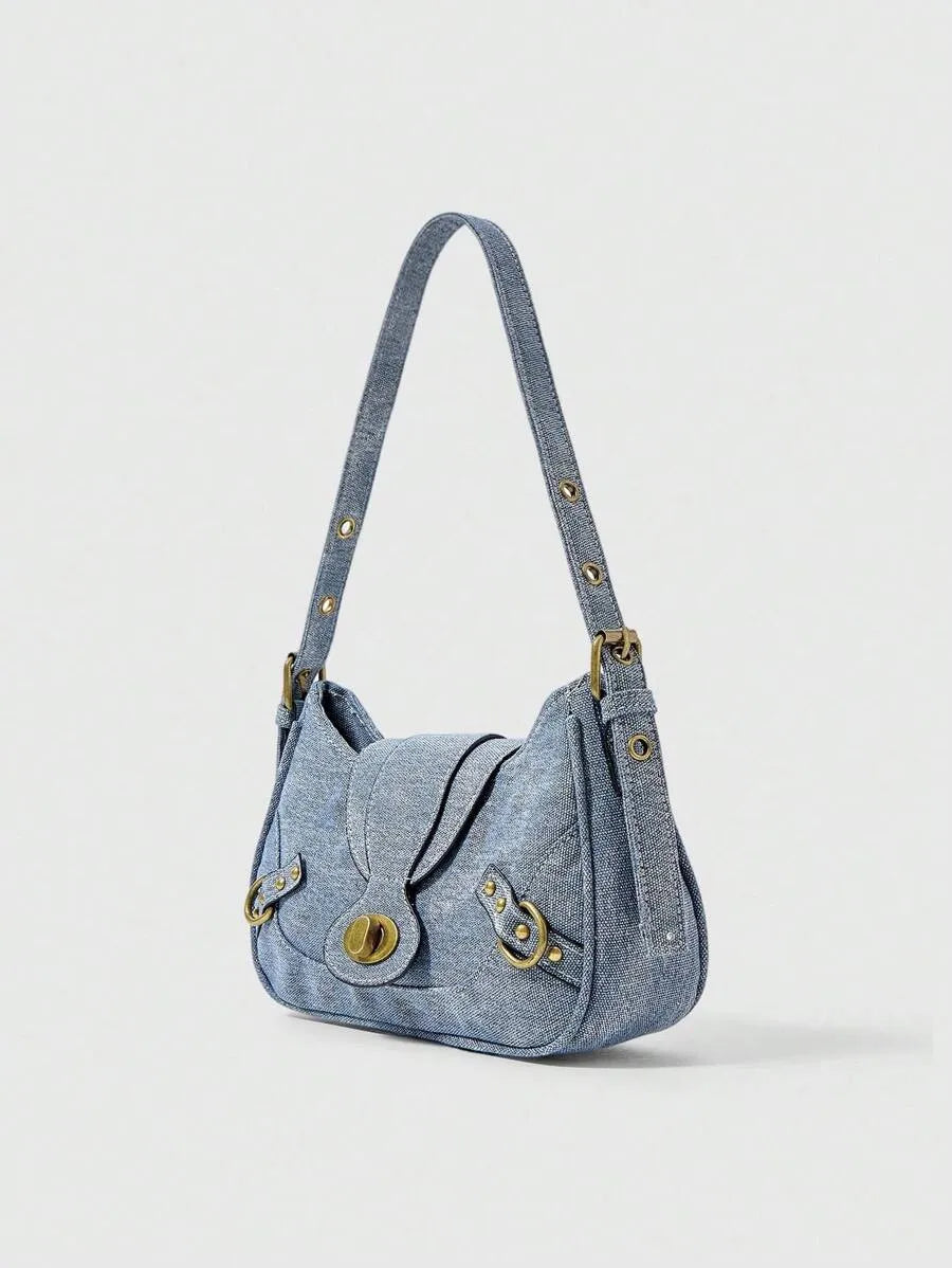 Grunge Punk Retro Solid Color Fashion Handbag for Women, Edgy and Stylish Shoulder Bag, Perfect for Daily Commute, Travel, Streetwear Looks, Versatile and Trendy Purse for Everyday Use and Urban Outfits