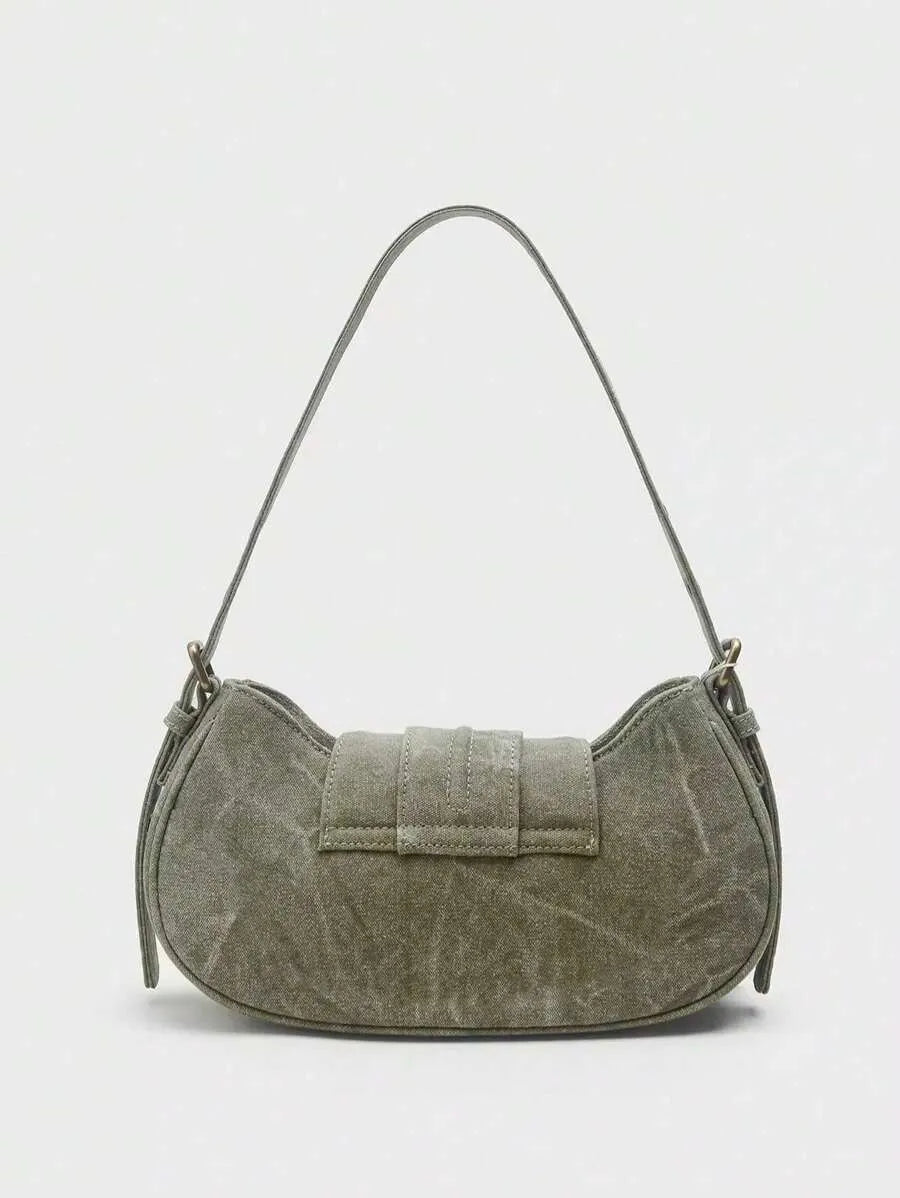 Grunge Punk Retro Solid Color Fashion Handbag for Women, Edgy and Stylish Shoulder Bag, Perfect for Daily Commute, Travel, Streetwear Looks, Versatile and Trendy Purse for Everyday Use and Urban Outfits