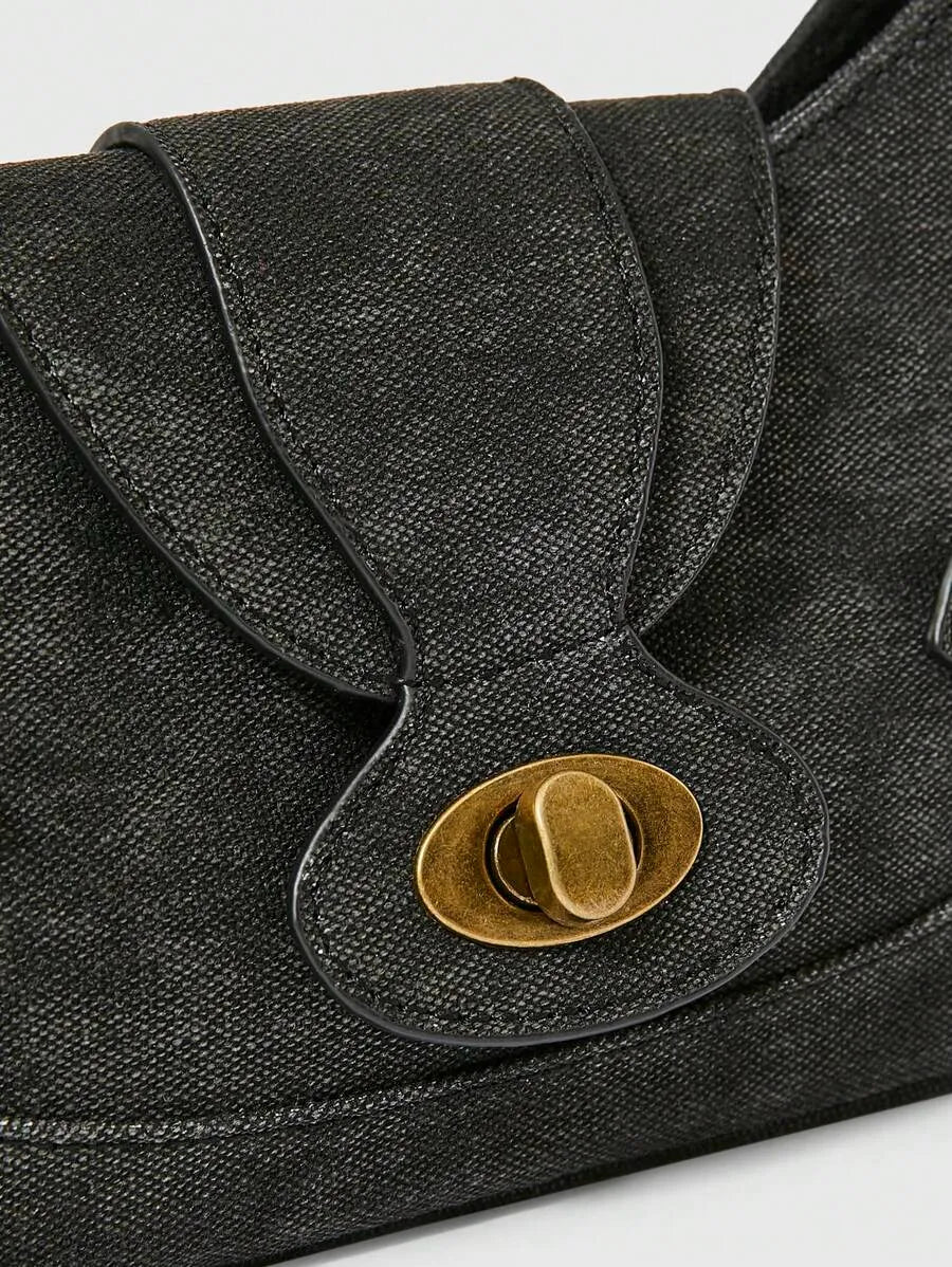 Grunge Punk Retro Solid Color Fashion Handbag for Women, Edgy and Stylish Shoulder Bag, Perfect for Daily Commute, Travel, Streetwear Looks, Versatile and Trendy Purse for Everyday Use and Urban Outfits