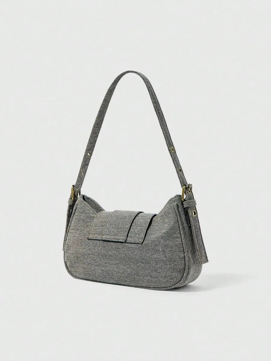 Grunge Punk Retro Solid Color Fashion Handbag for Women, Edgy and Stylish Shoulder Bag, Perfect for Daily Commute, Travel, Streetwear Looks, Versatile and Trendy Purse for Everyday Use and Urban Outfits