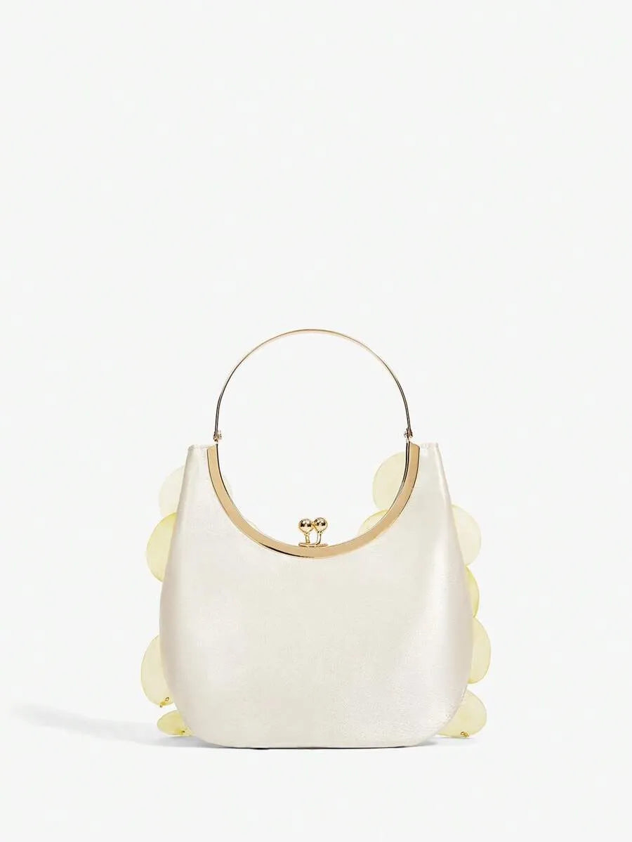 Elegant Top Handle Bag for Women with Shell Accents and Metal Handles, Fashionable and Versatile Summer Handbag, Perfect for Beach, Vacation, Holidays, Stylish and Personalized Purse for Casual or Resort Outfits
