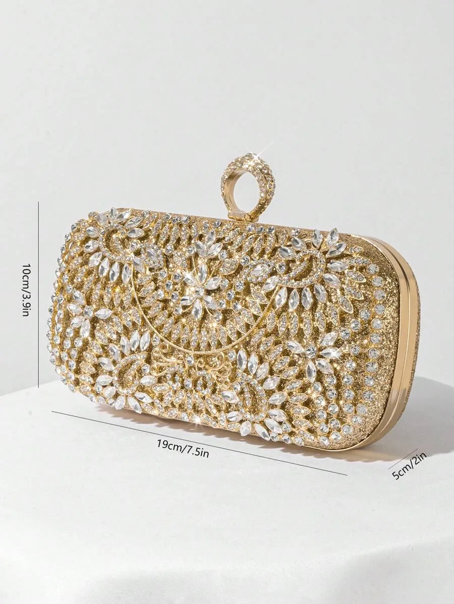 Rhinestone Decor Evening Clutch Bag, Party Handbag For Women, Perfect For Party Wedding Prom Dinner/Banquet, Matching With Holiday Party Dress Evening Dress & Sequin Dress, Perfectly Matching With Prom Accessories