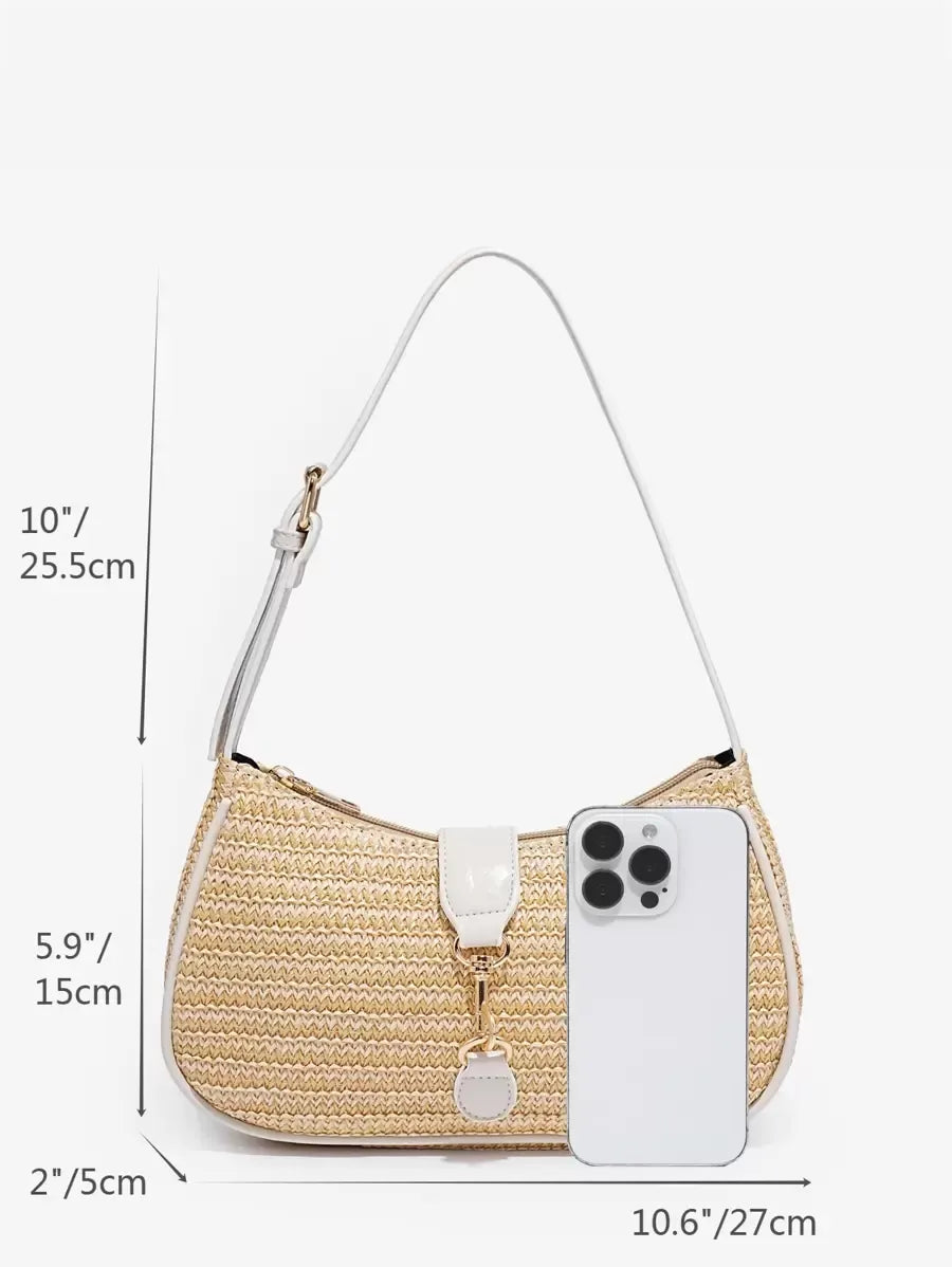Retro Minimalist Crescent Shape Shoulder Bag with Adjustable Strap and Hook Decor, Stylish and Compact Purse for Women, Perfect for Dates, Outings, Parties, Everyday Chic Accessory