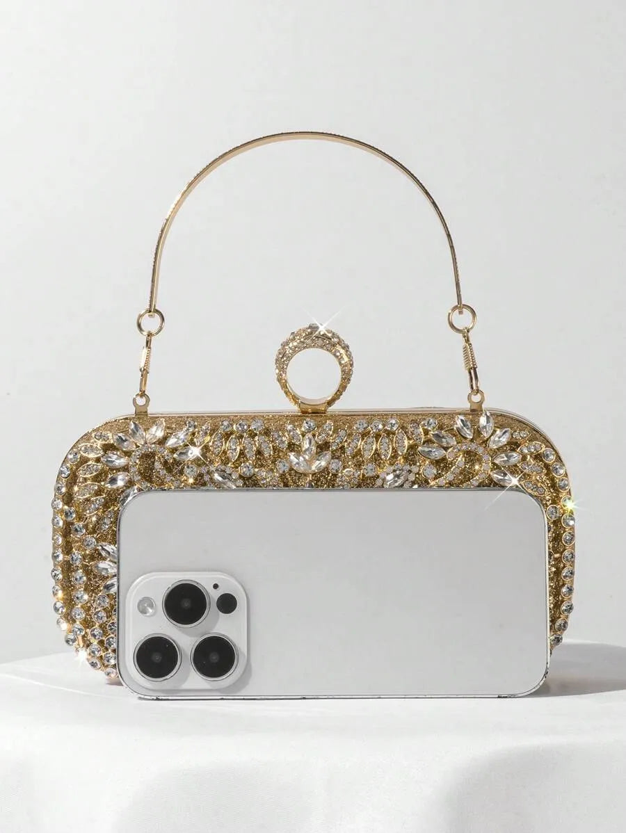 Rhinestone Decor Evening Clutch Bag, Party Handbag For Women, Perfect For Party Wedding Prom Dinner/Banquet, Matching With Holiday Party Dress Evening Dress & Sequin Dress, Perfectly Matching With Prom Accessories