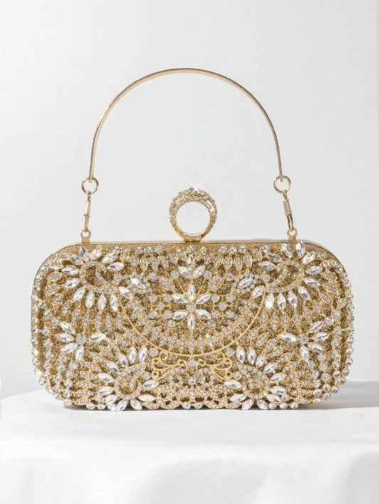 Rhinestone Decor Evening Clutch Bag, Party Handbag For Women, Perfect For Party Wedding Prom Dinner/Banquet, Matching With Holiday Party Dress Evening Dress & Sequin Dress, Perfectly Matching With Prom Accessories