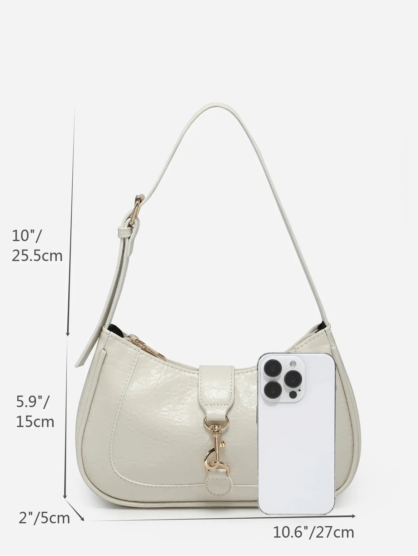 Retro Minimalist Crescent Shape Shoulder Bag with Adjustable Strap and Hook Decor, Stylish and Compact Purse for Women, Perfect for Dates, Outings, Parties, Everyday Chic Accessory