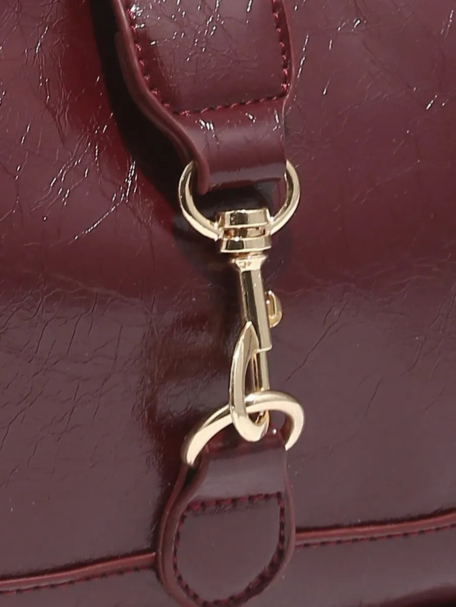 Retro Minimalist Crescent Shape Shoulder Bag with Adjustable Strap and Hook Decor, Stylish and Compact Purse for Women, Perfect for Dates, Outings, Parties, Everyday Chic Accessory