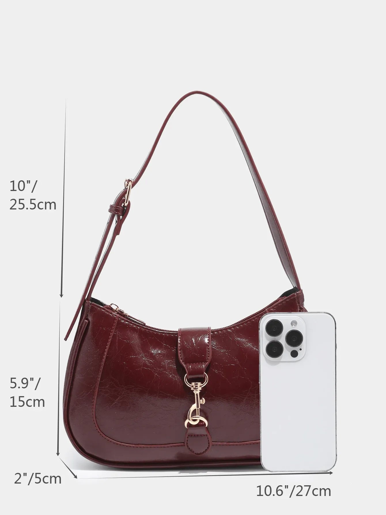 Retro Minimalist Crescent Shape Shoulder Bag with Adjustable Strap and Hook Decor, Stylish and Compact Purse for Women, Perfect for Dates, Outings, Parties, Everyday Chic Accessory