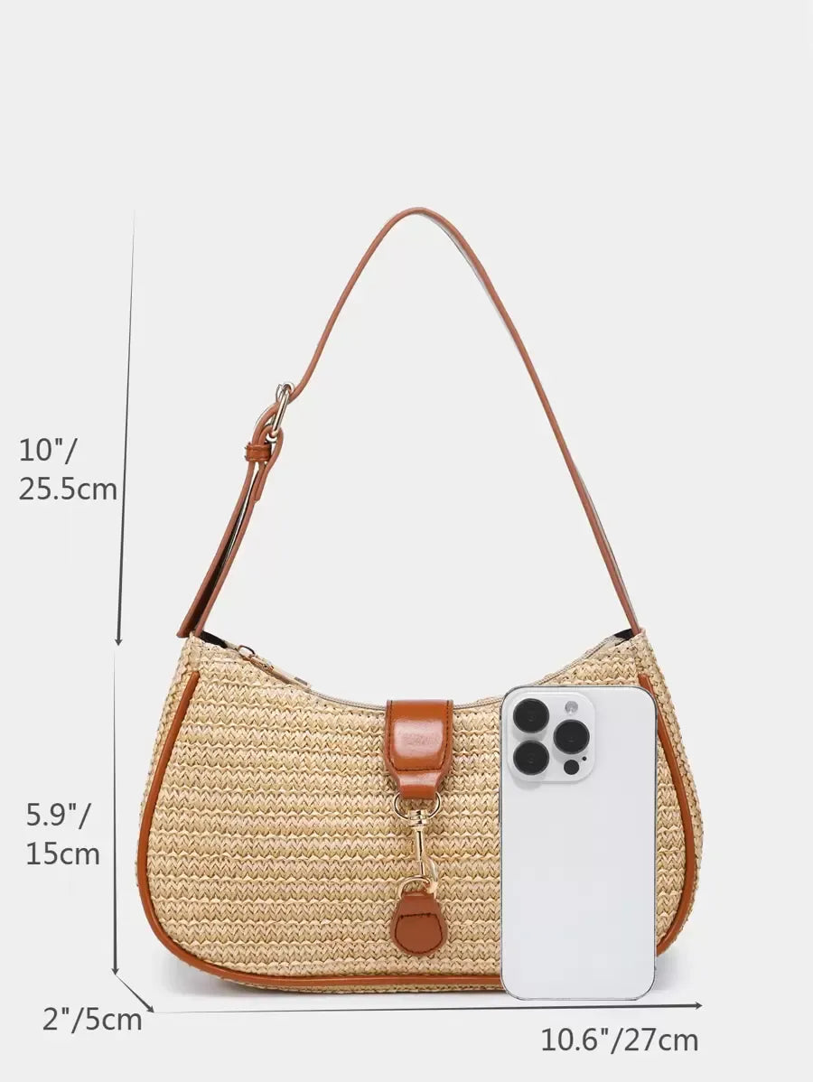 Retro Minimalist Crescent Shape Shoulder Bag with Adjustable Strap and Hook Decor, Stylish and Compact Purse for Women, Perfect for Dates, Outings, Parties, Everyday Chic Accessory