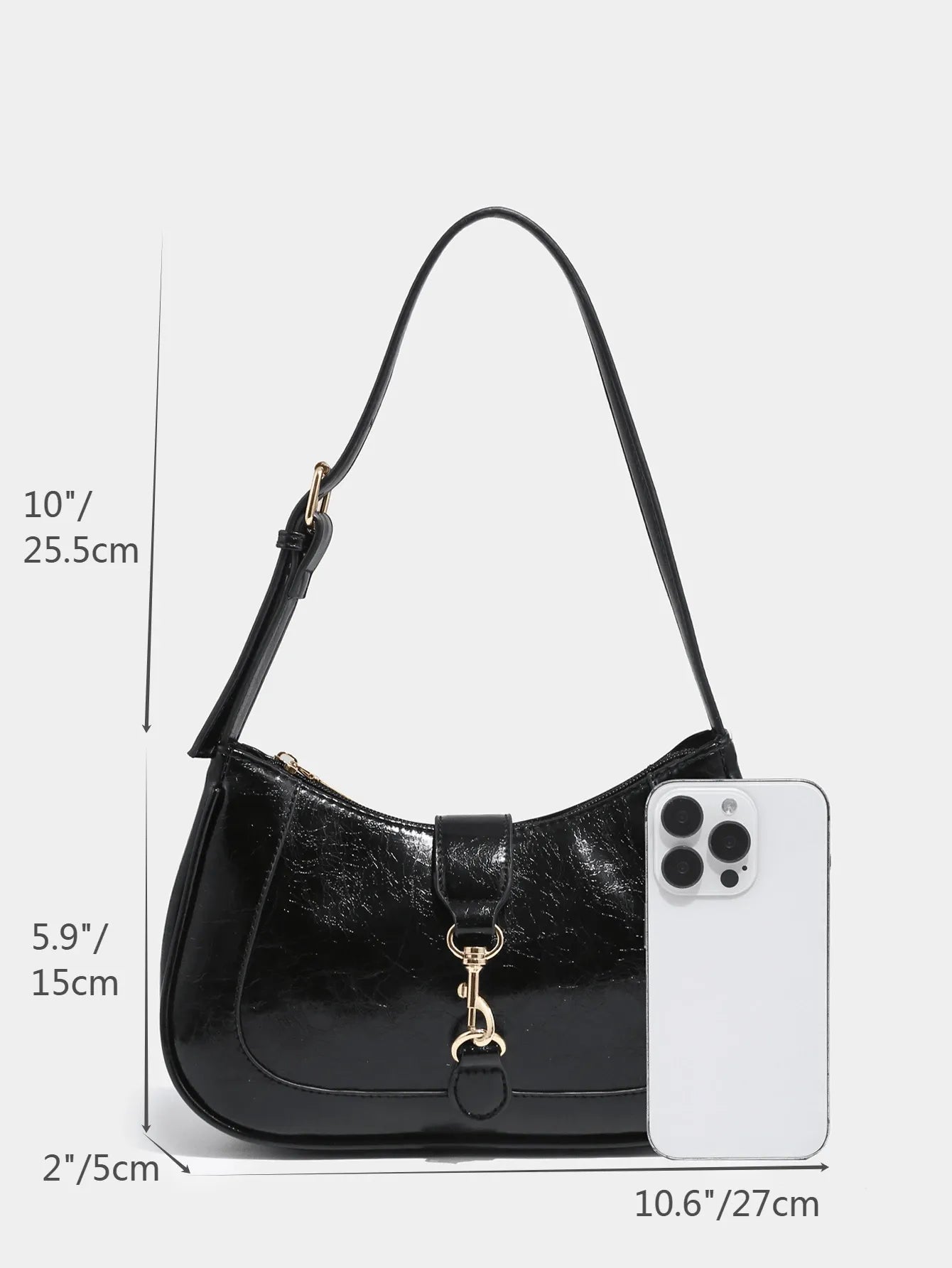 Retro Minimalist Crescent Shape Shoulder Bag with Adjustable Strap and Hook Decor, Stylish and Compact Purse for Women, Perfect for Dates, Outings, Parties, Everyday Chic Accessory